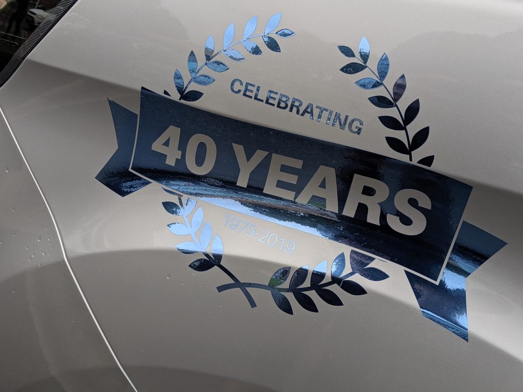 40 years celebration sticker logo on a car